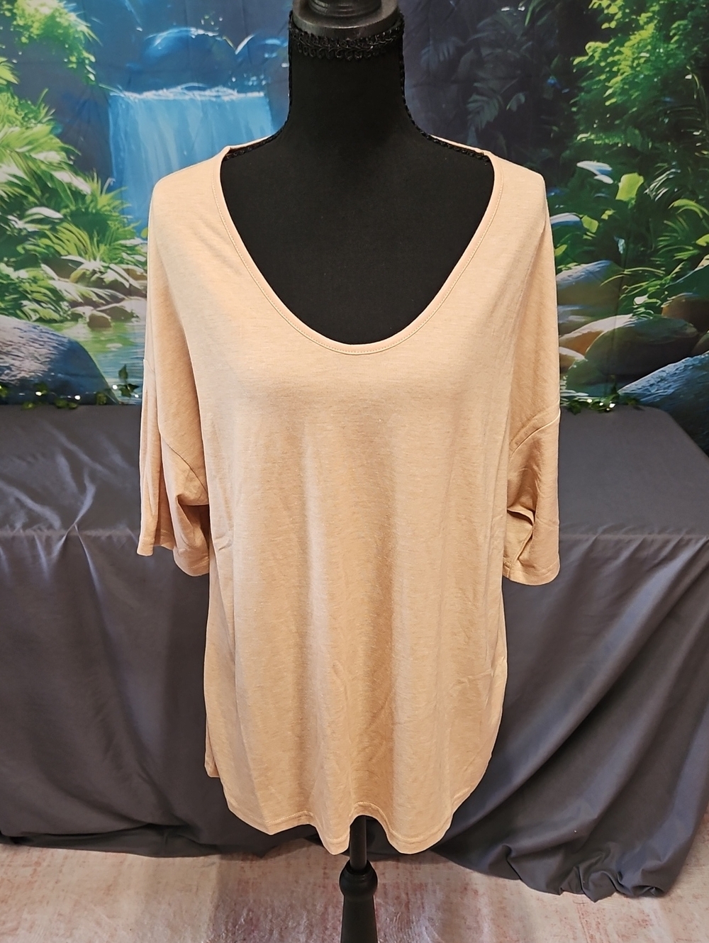 Unbranded Beige Scoop Neck Tee